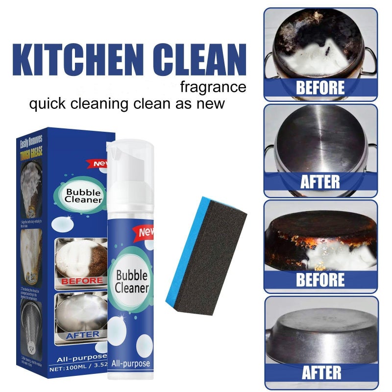 QUAAM 2PCS Bubble Cleaner Foam Spray, Kitchen Clean Bubble Cleaner Foam, Suitable for cleaning pots, stoves, pot bottoms, ventilators, etc. - Image 3